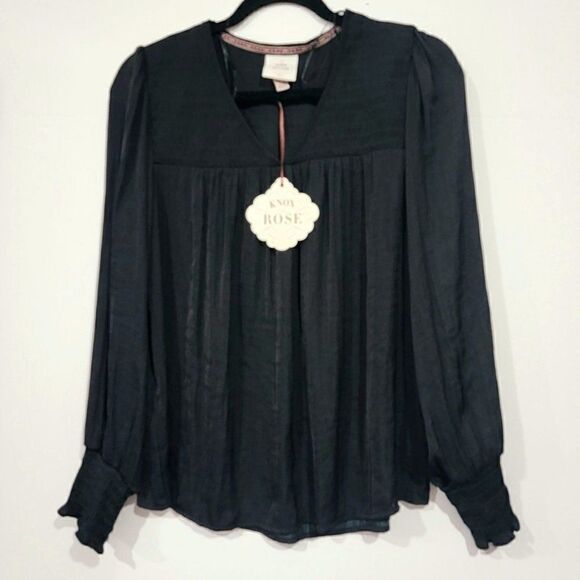 Women's Bishop Long Sleeve Satin Smocked XS - Picture 5 of 10